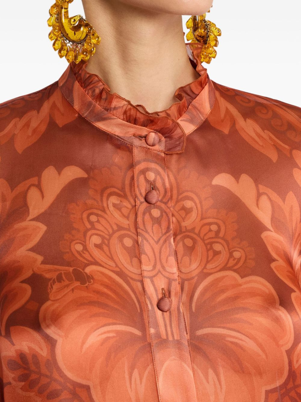 pleated floral-print shirt - 5