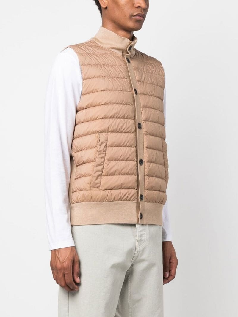 ribbed knit padded vest - 3