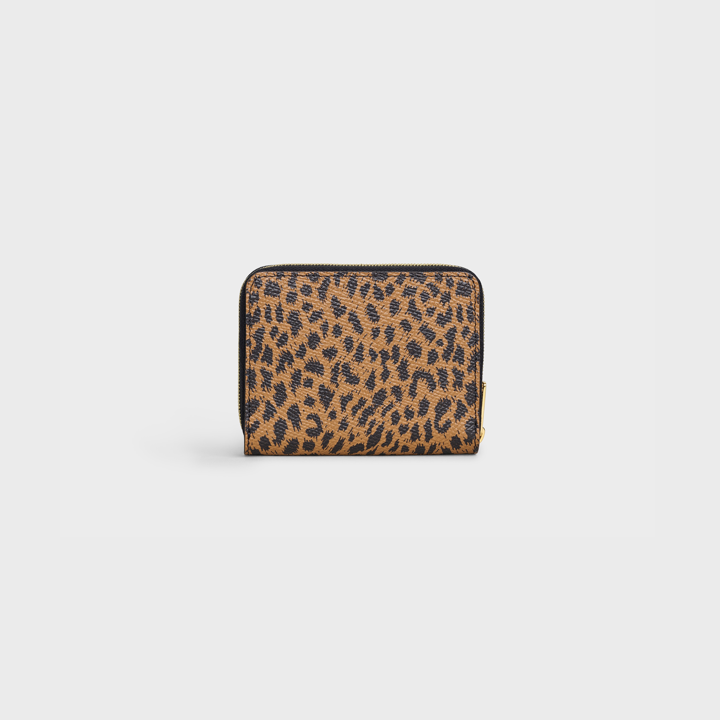 COMPACT WALLET  IN  GRAINED CALFSKIN WITH LEOPARD PRINT - 3