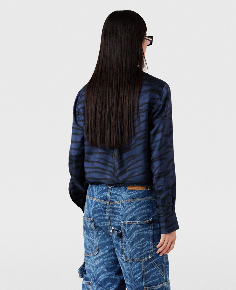Tiger Print Grandfather Collar Shirt 5