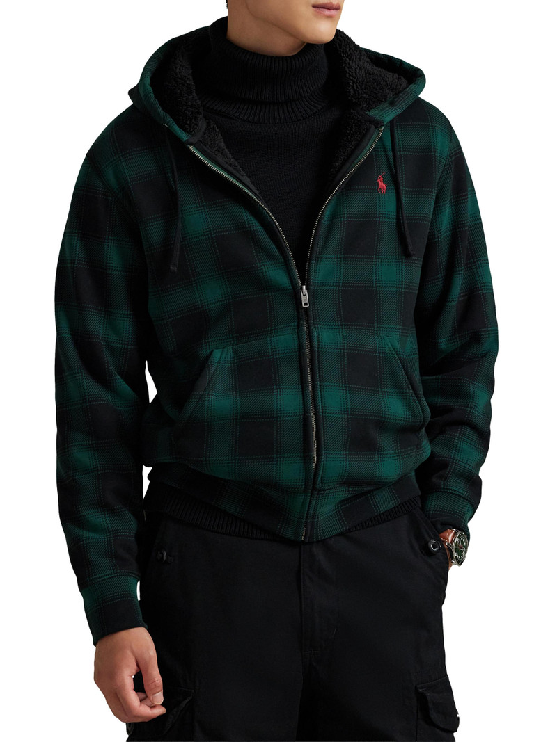 Men's Magic Cotton Fleece Plaid Hoodie - Lodge Shadow Plaid Moss Agate 3