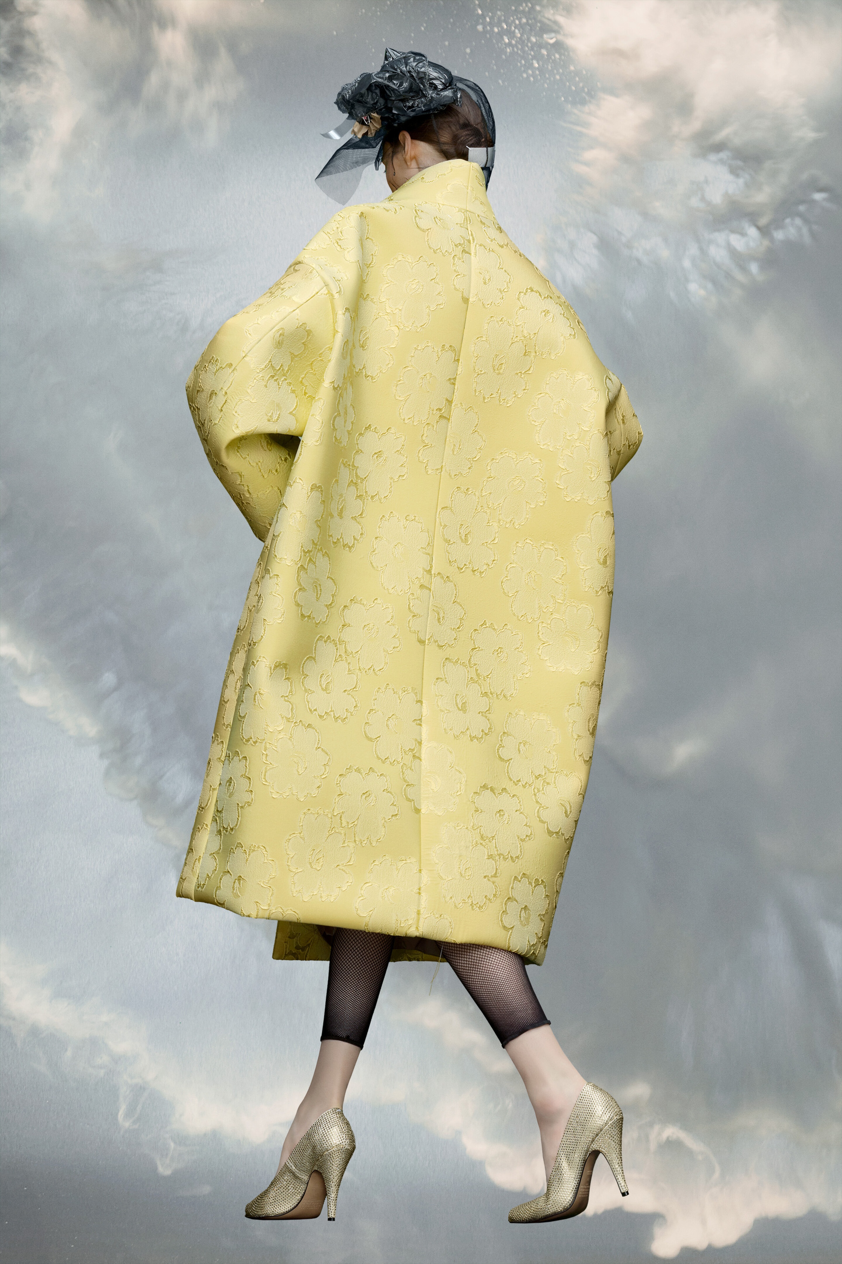 Cloqué flower oversized coat - 4