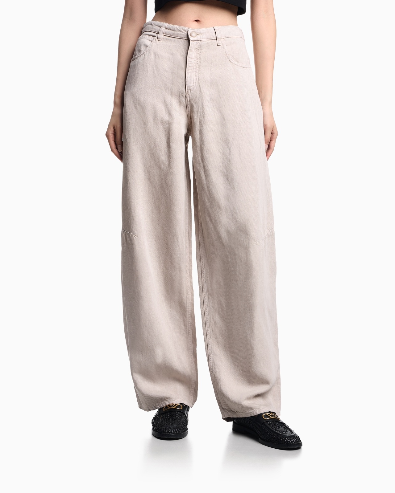 ASV J3F GARMENT-DYED LYOCELL AND LINEN JEANS WITH A BALLOON HEM - 4
