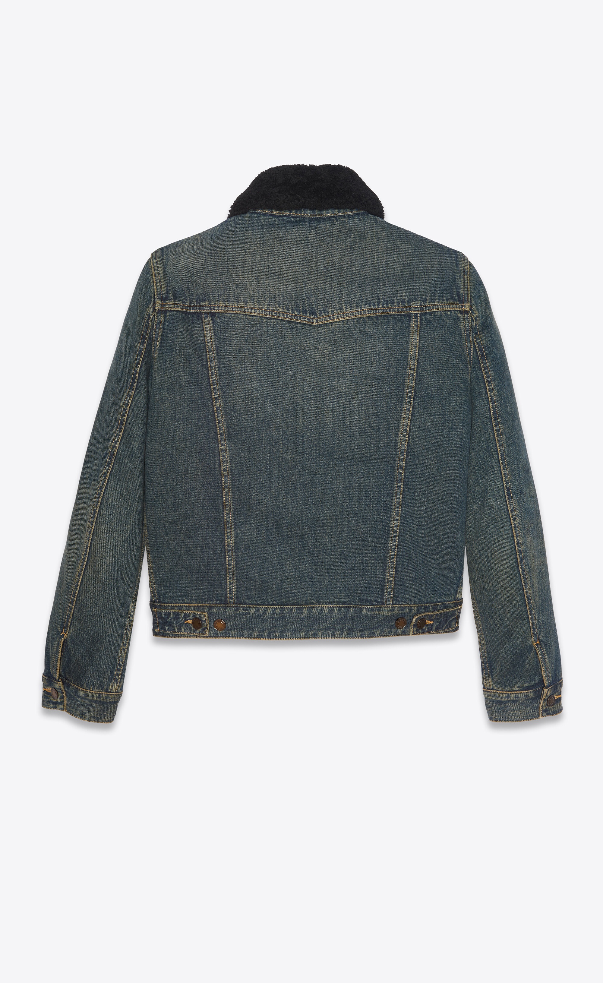 Shearling Saint Laurent Denim Jacket Mens Saint Laurent Paris