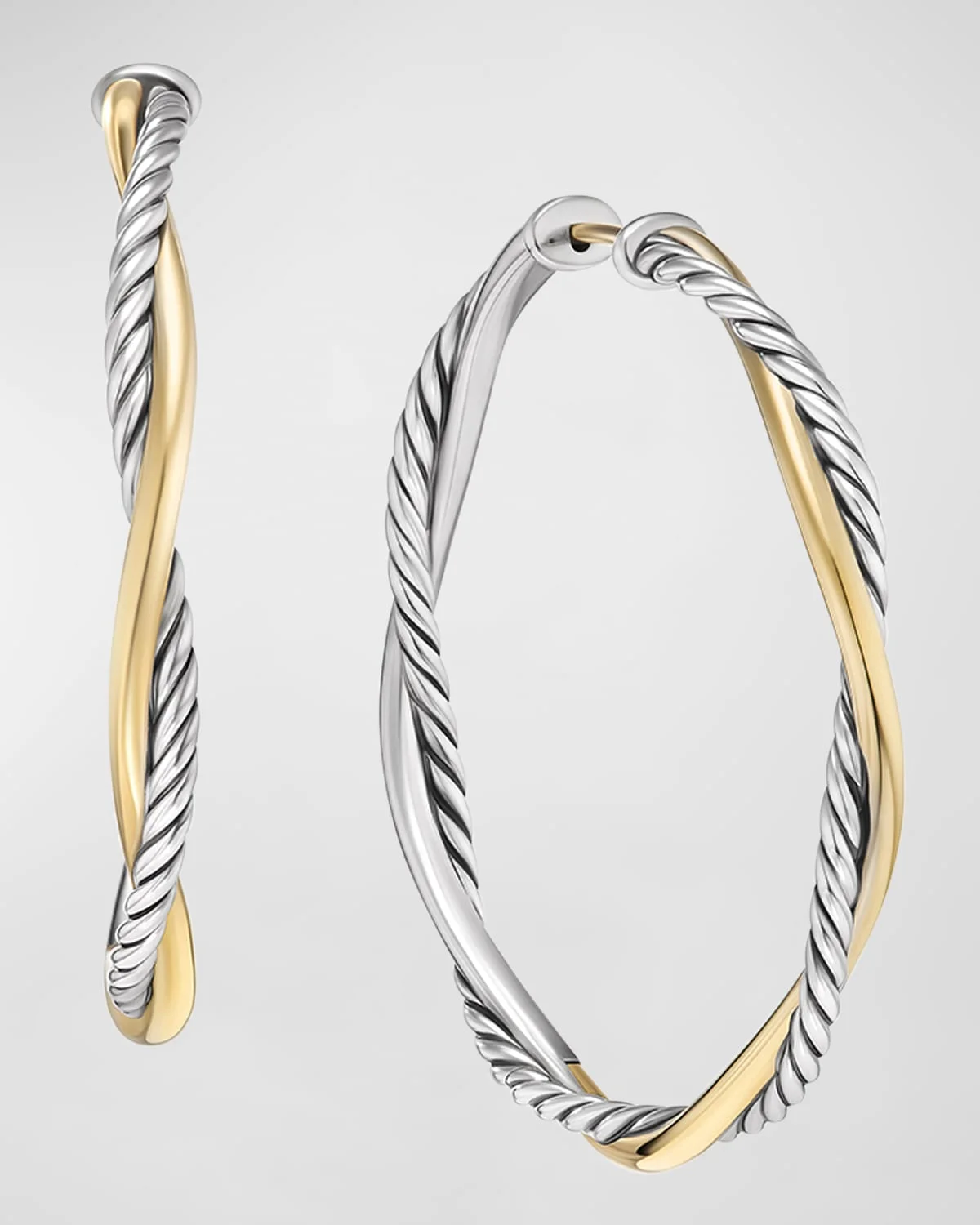 Petite Infinity Hoop Earrings in Silver and 14K Gold, 4mm, 1.65"L - 1