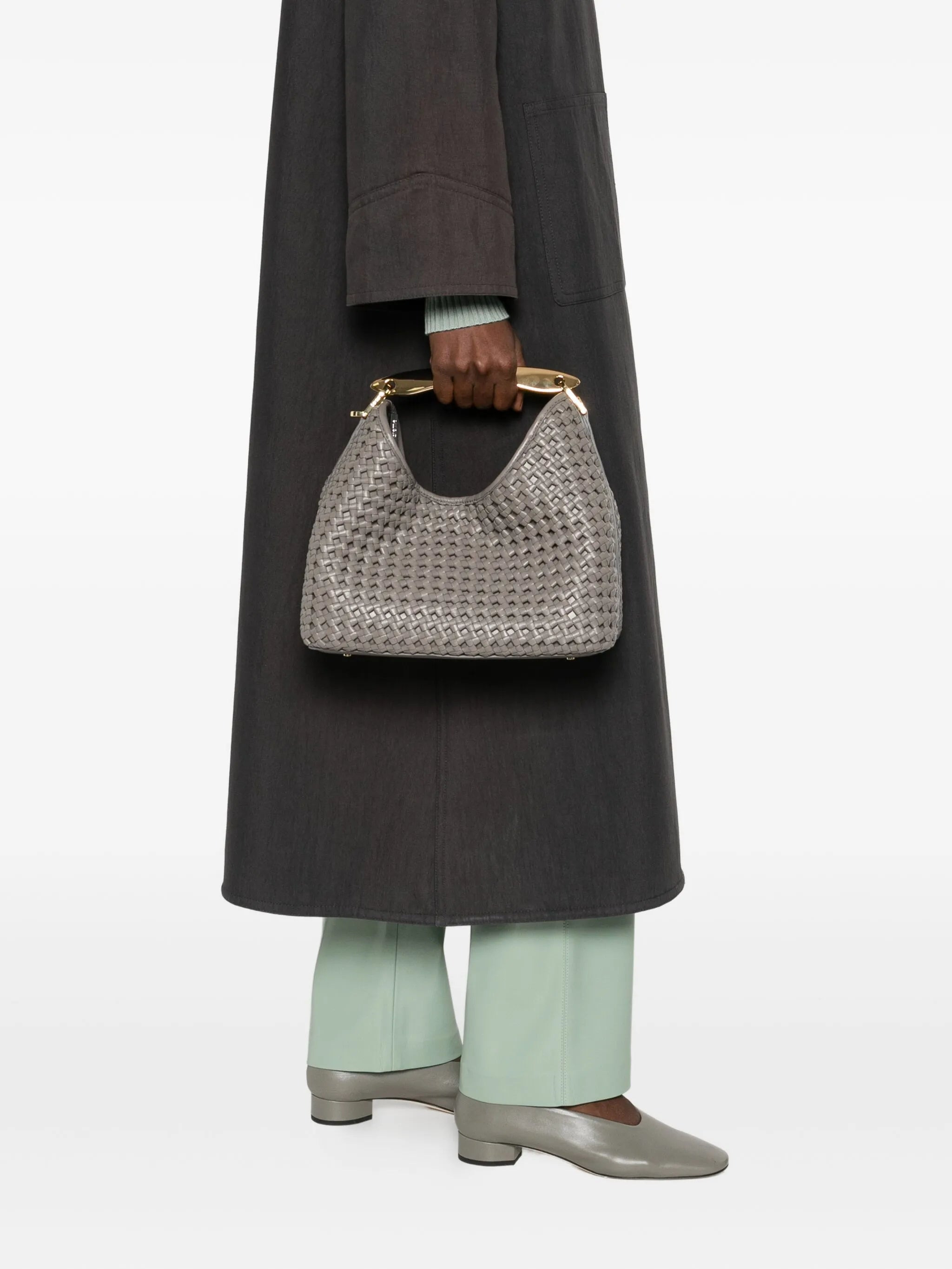 Elleme Boomerang Woven Leather Top-handle Tote Bag - 5
