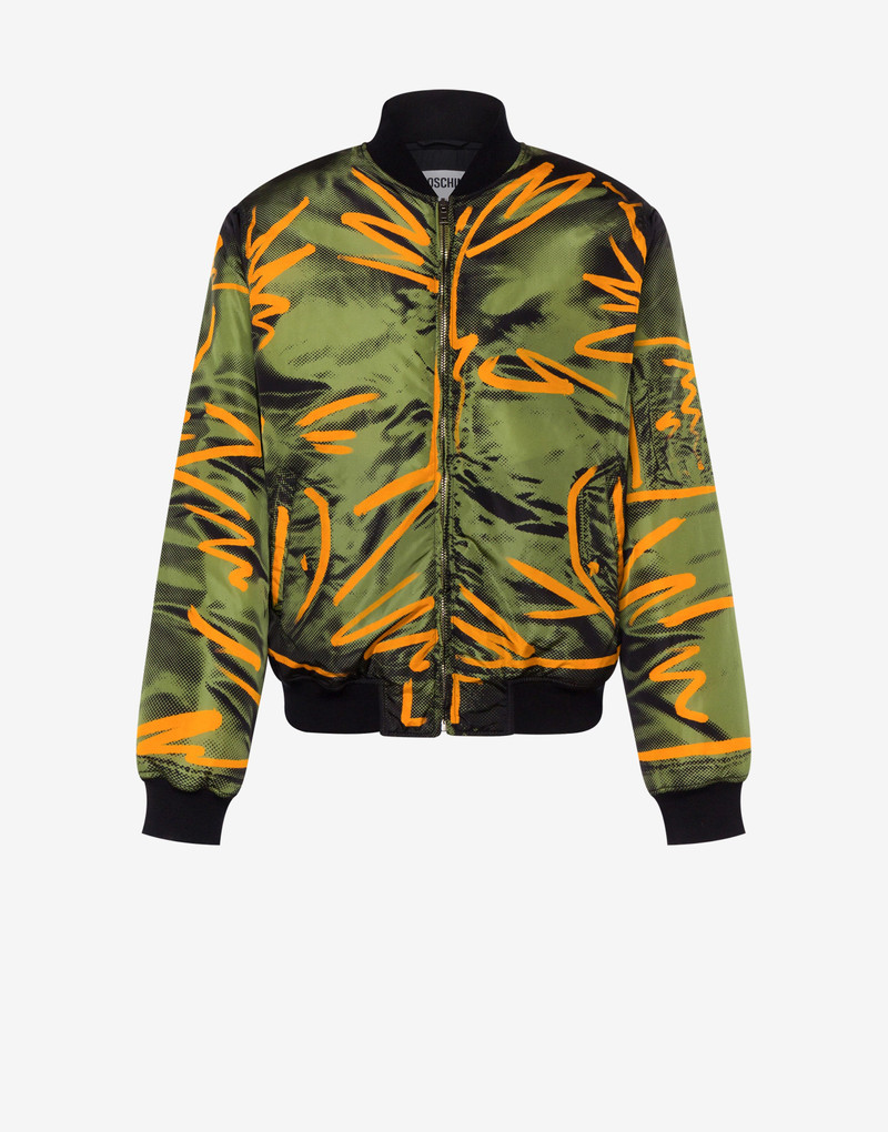 SHADOWS & SQUIGGLES NYLON BOMBER JACKET 1