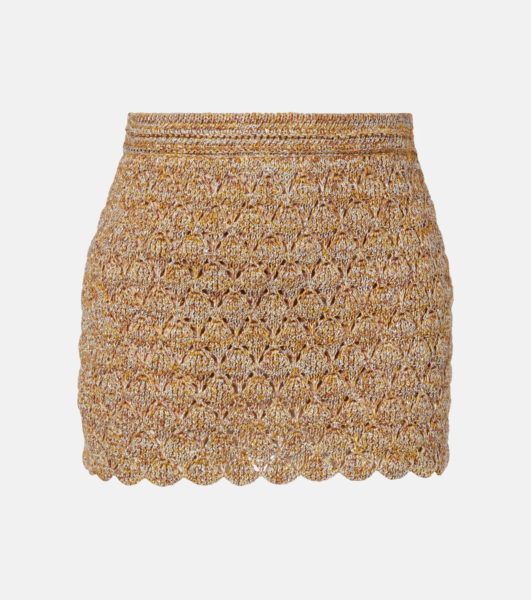 Open-knit linen-blend lamé miniskirt - 1