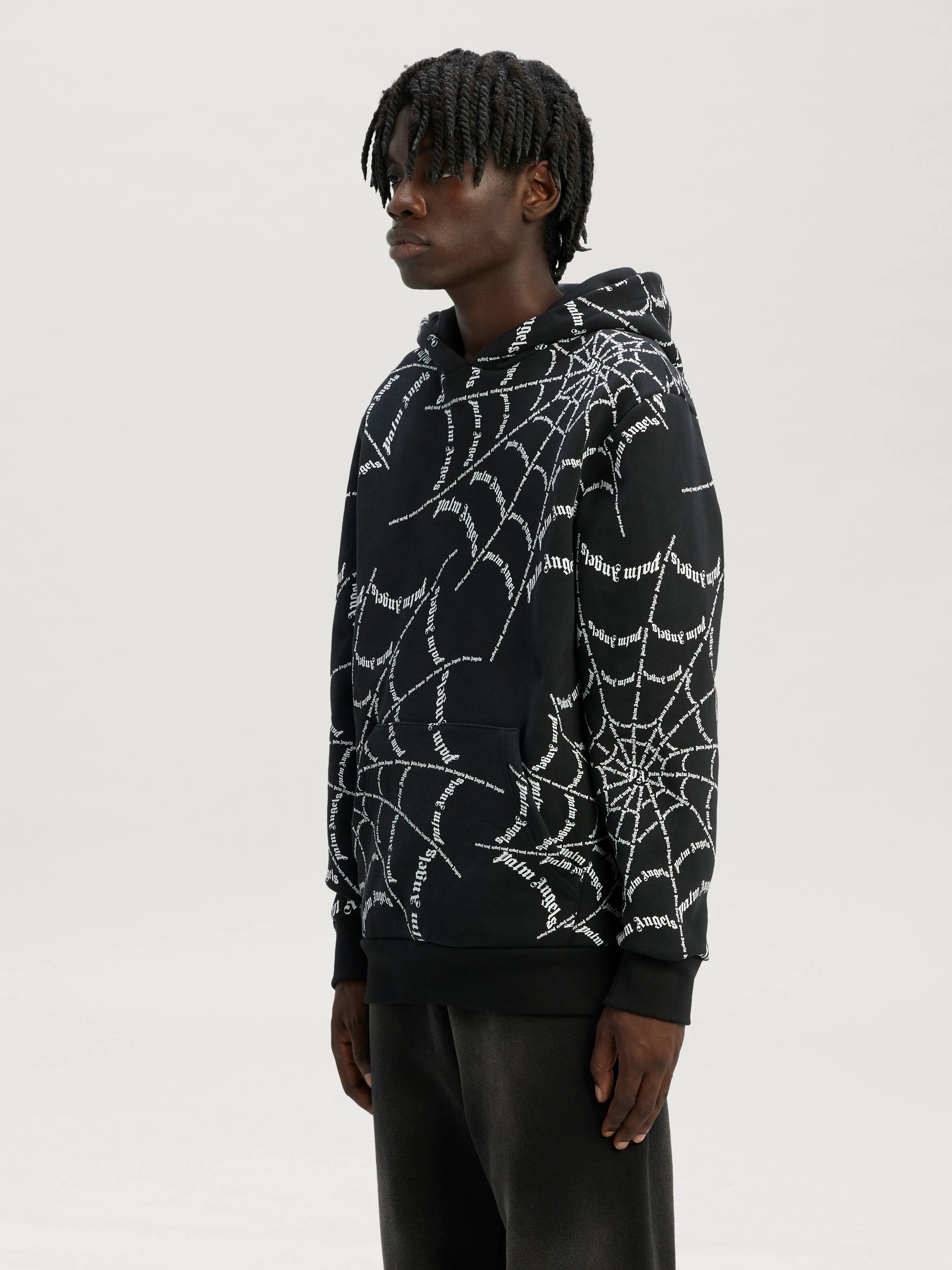 Palm Angels SPIDER WEB HOODIE - PMBB117F22FLE0071003 | REVERSIBLE