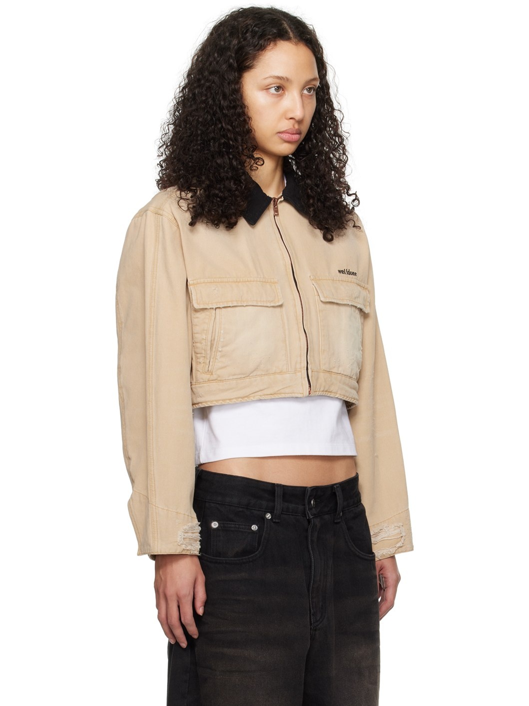 Beige Distressed Jacket - 2