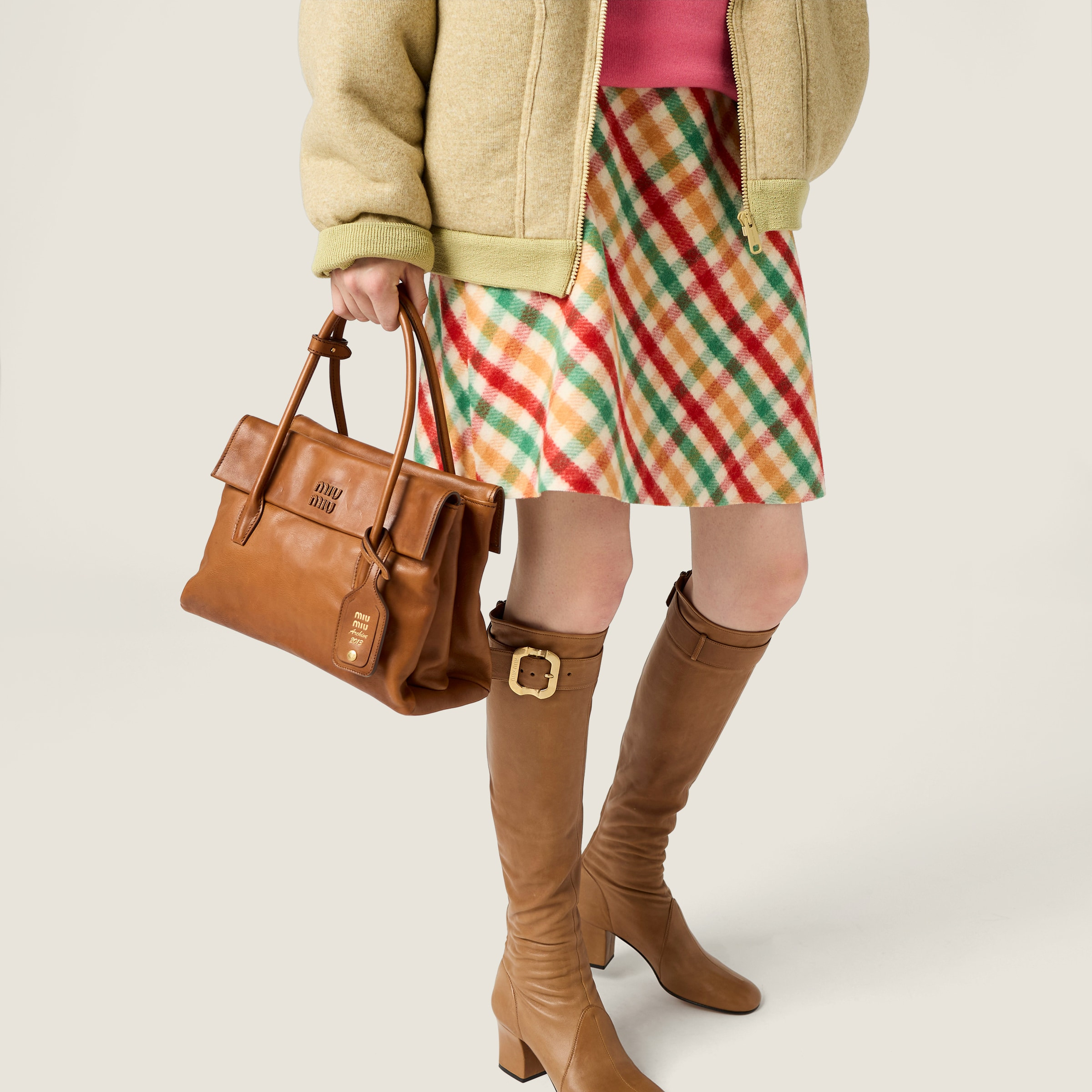 Diagonal check skirt - 4