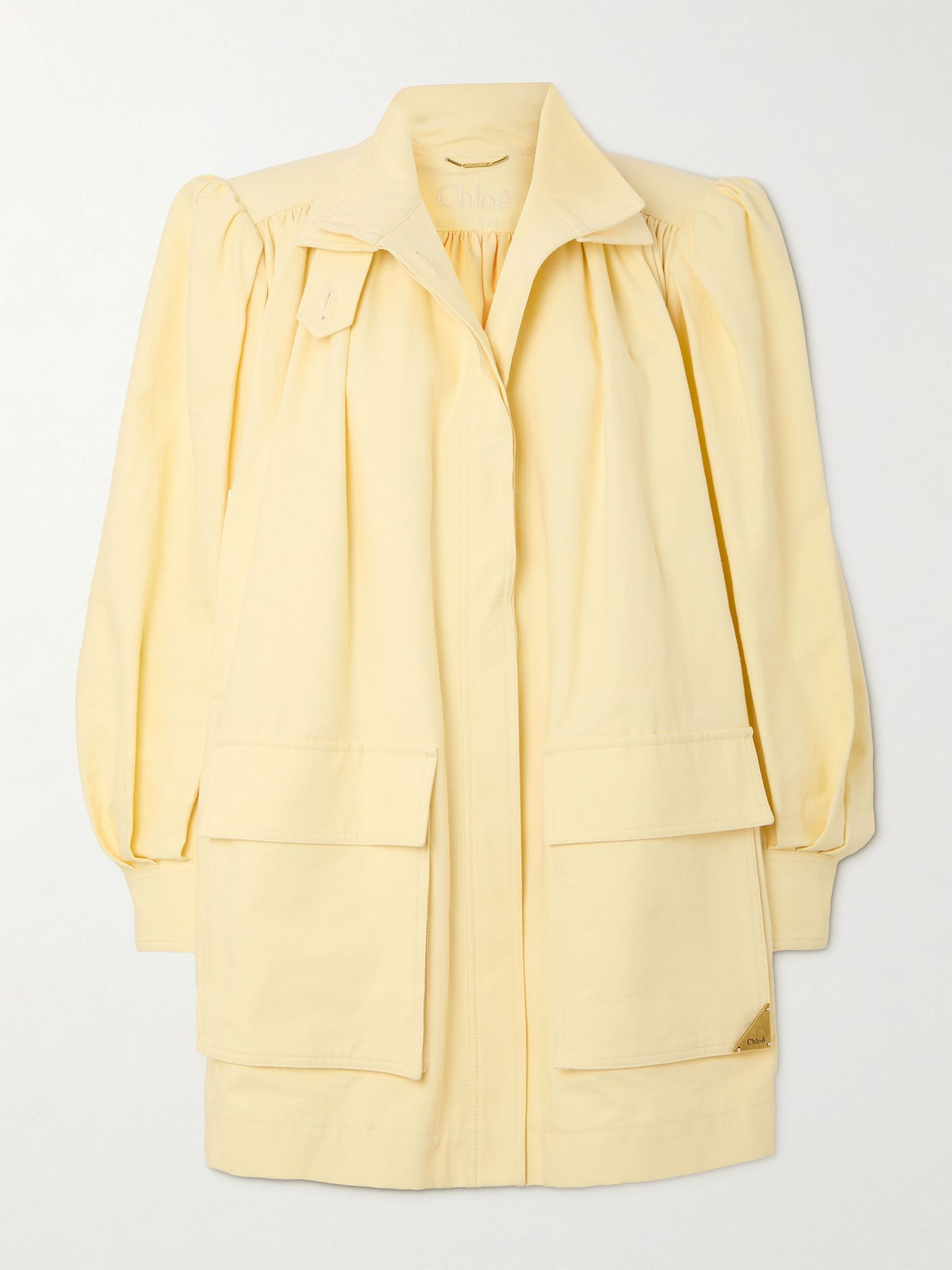 Gathered cotton jacket Yellow - 1