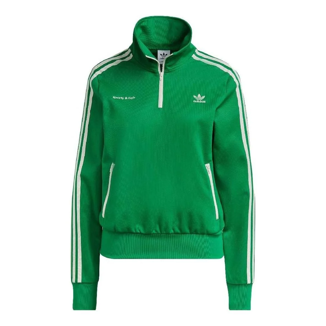 (WMNS) adidas Sporty & Rich Half-Zip Track Jacket 'Green' IB2156 - 1