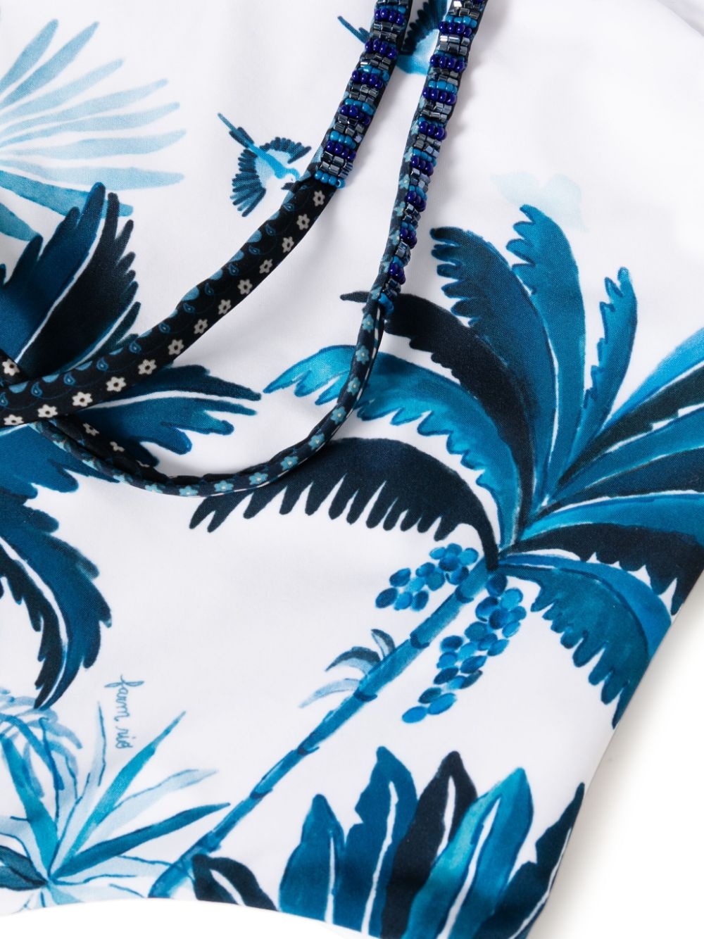 tropical-print halterneck swimsuit - 3
