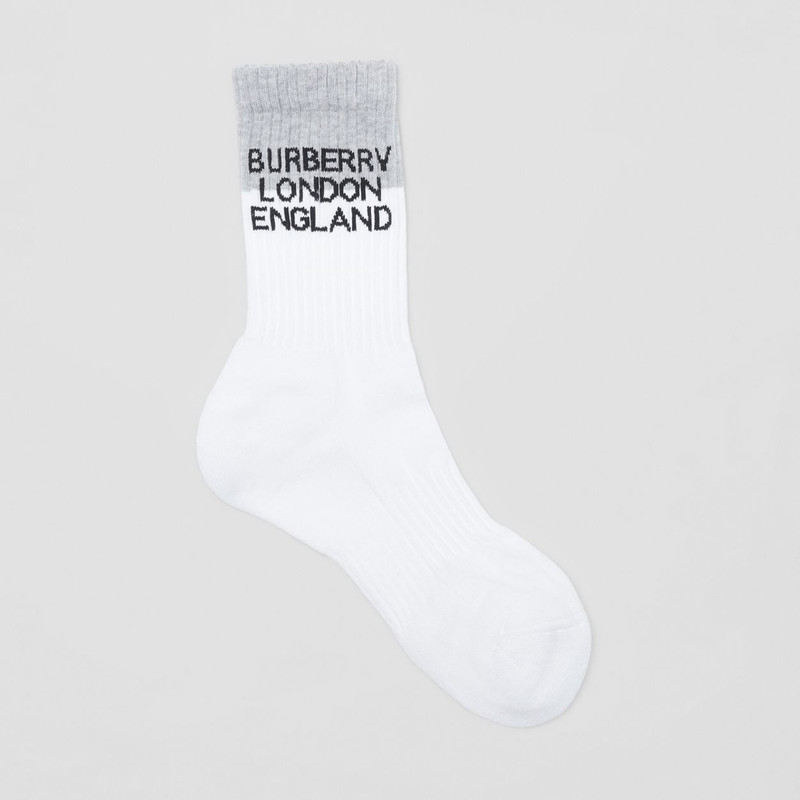 Logo Intarsia Technical Stretch Cotton Socks 1