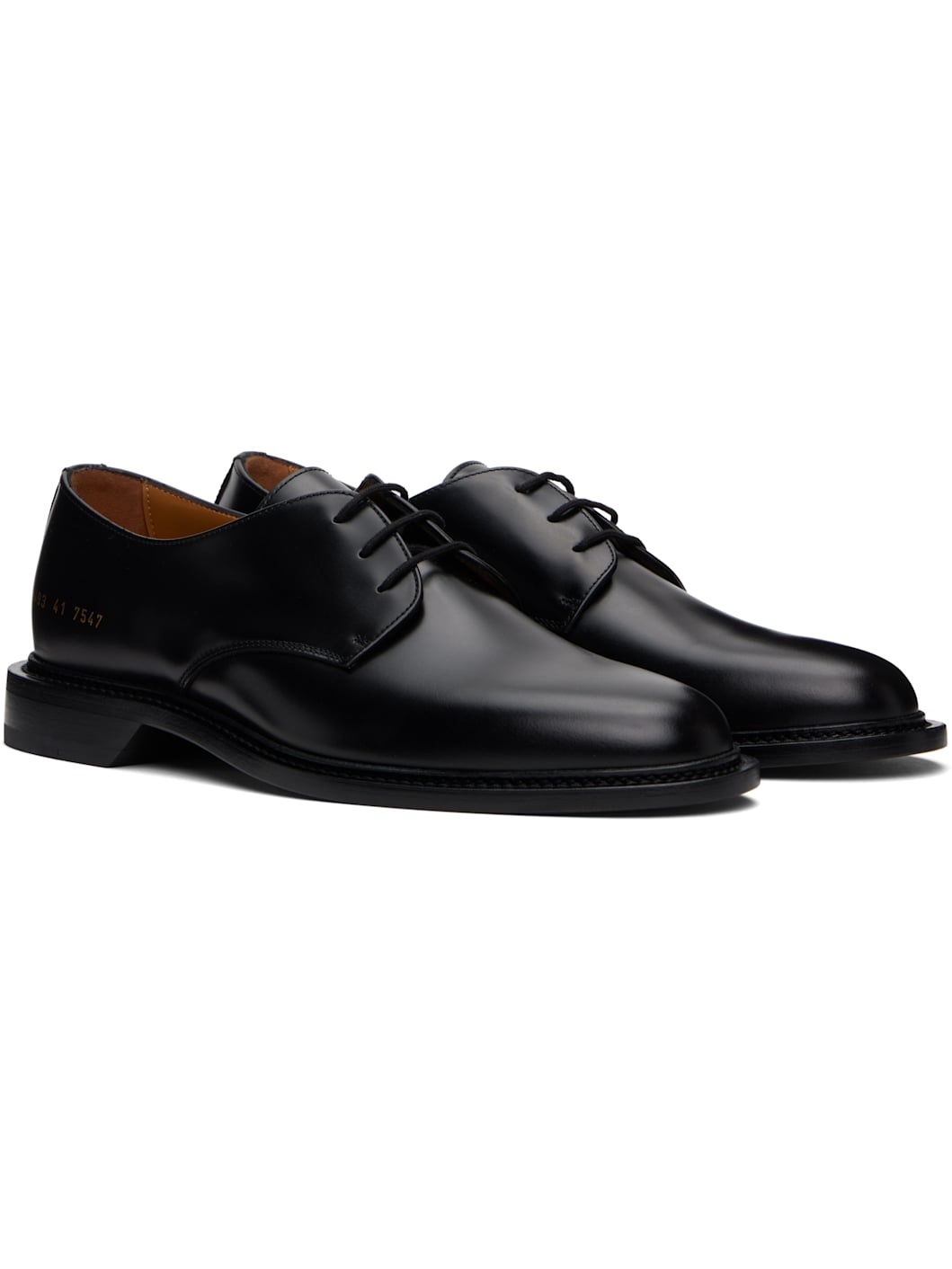 Black Polished Leather Derbys - 4