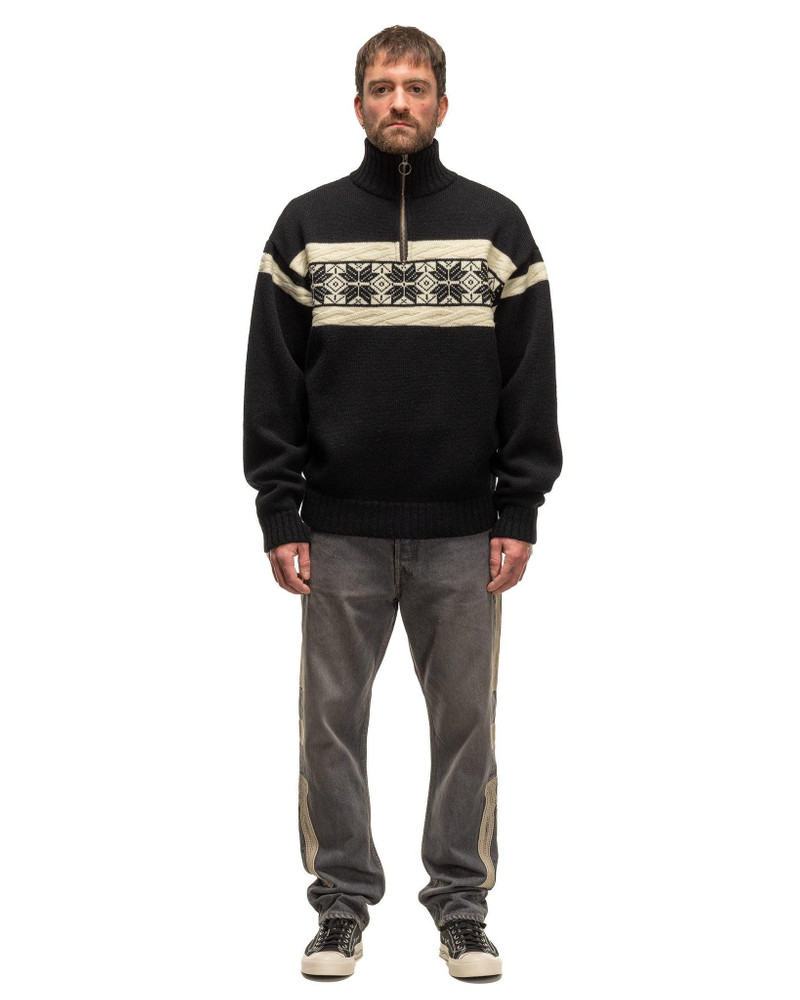 Kapital 5G Wool SNOW Half ZIP Sweater Black outlook