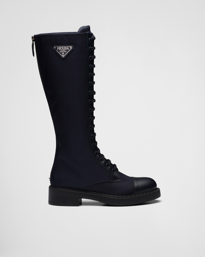 Brushed leather and Re-Nylon boots 1