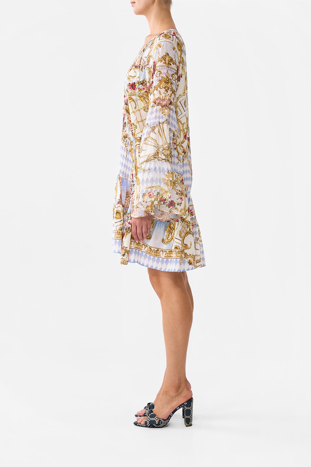 A-LINE GATHERED PANEL DRESS - 4