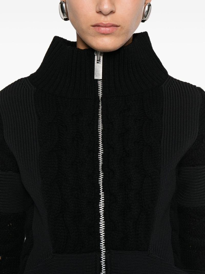 cable-knit zip-front cardigan 5