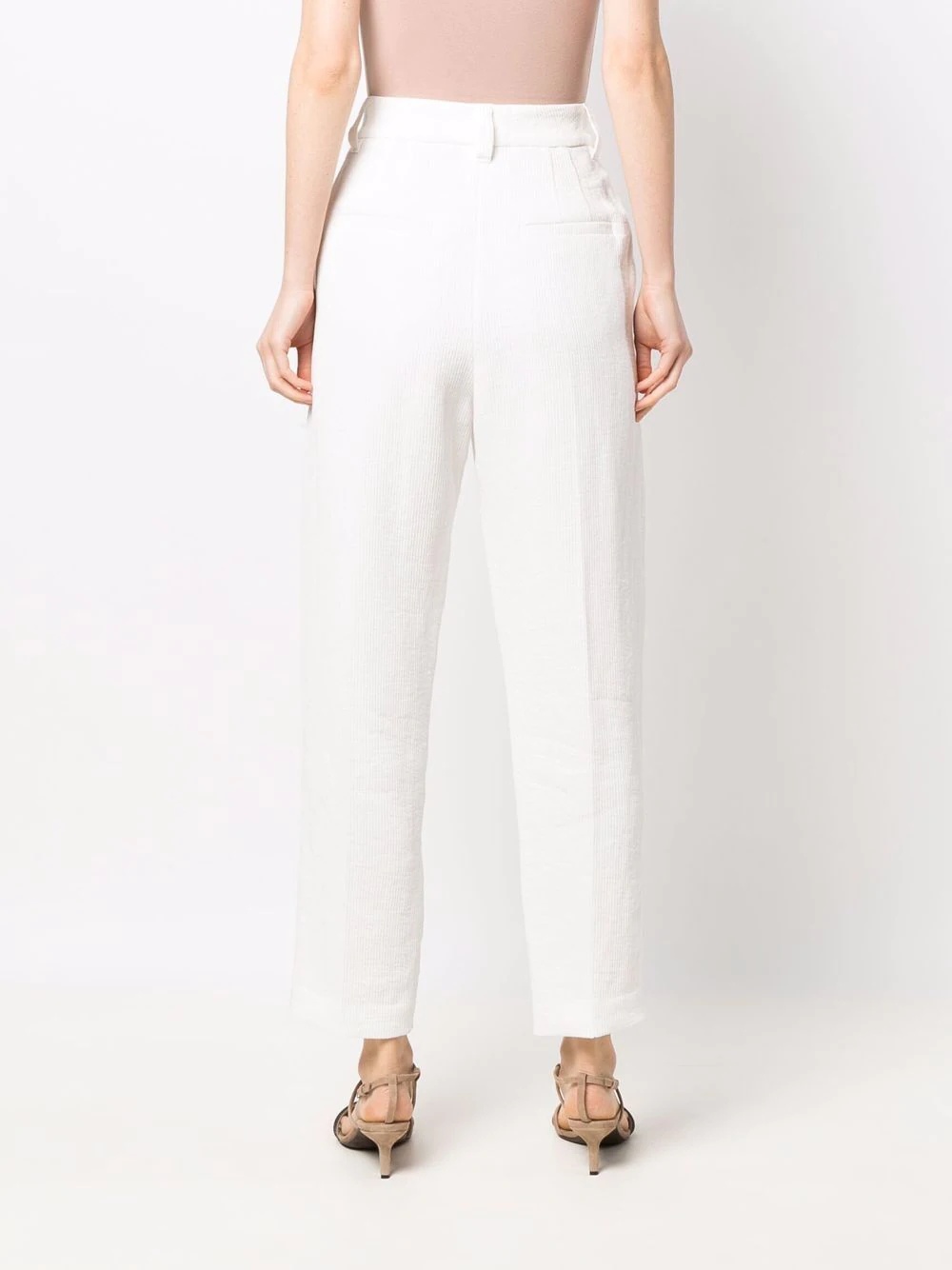 linen-cotton tapered trousers - 4