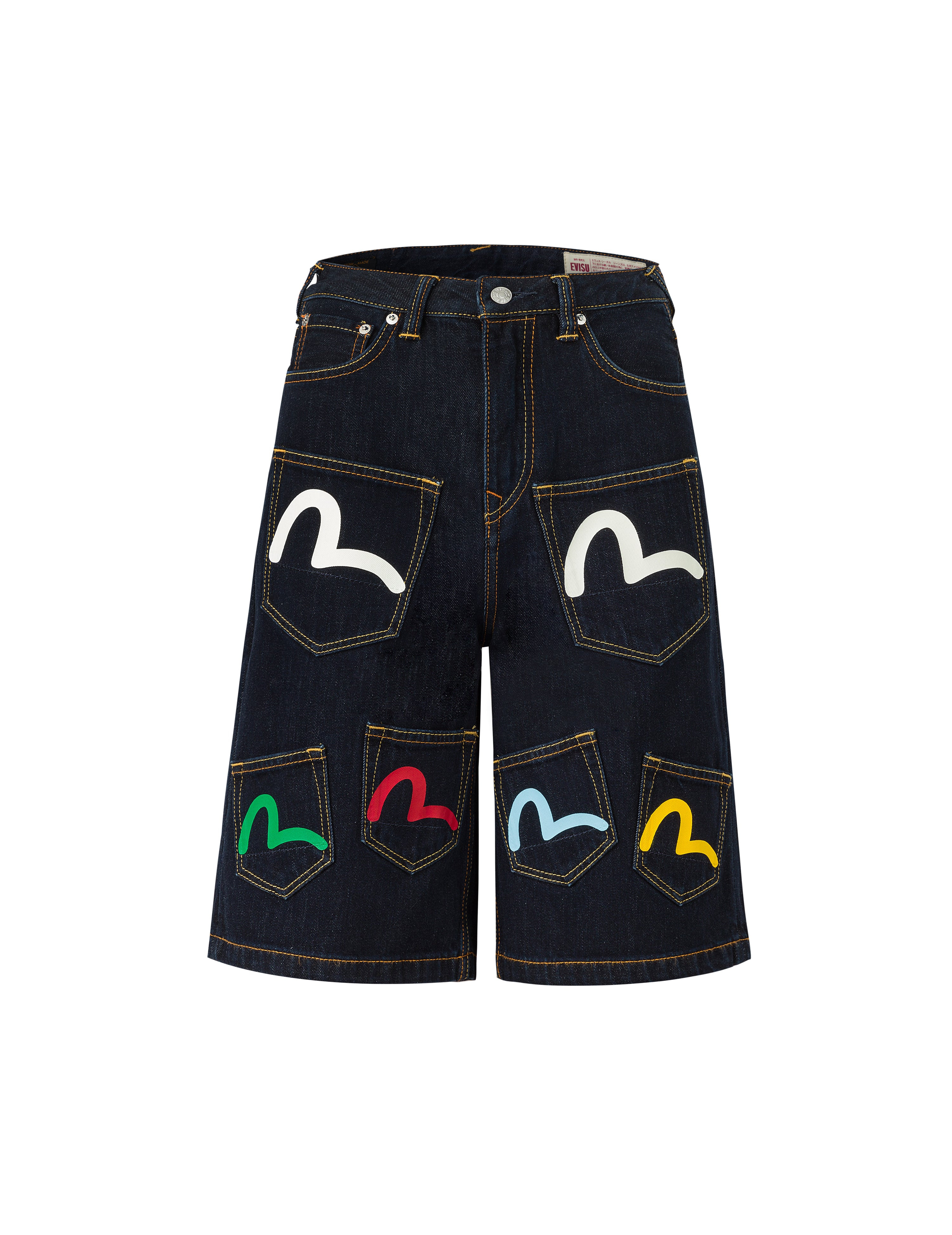 パンツ evisu short w34 The Great Wave and Koi Seagull Embroidery Relax Fit Denim