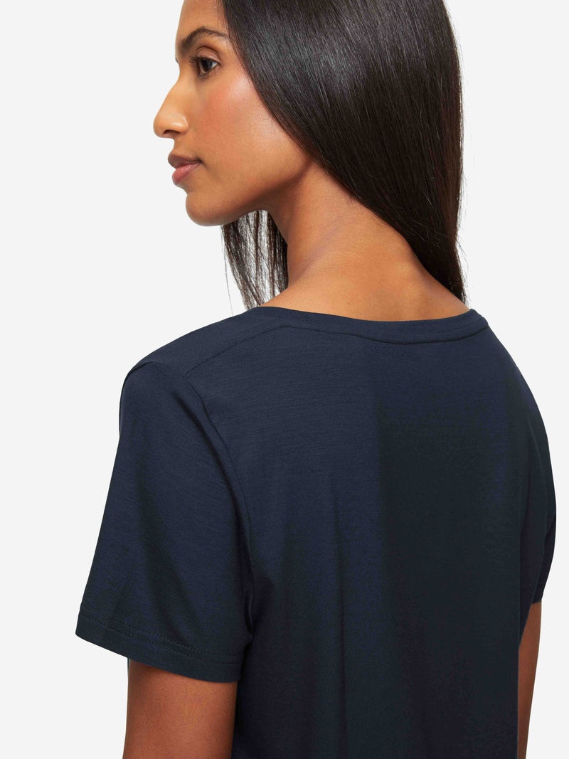 Women's V-Neck T-Shirt Lara Micro Modal Stretch Navy - 6