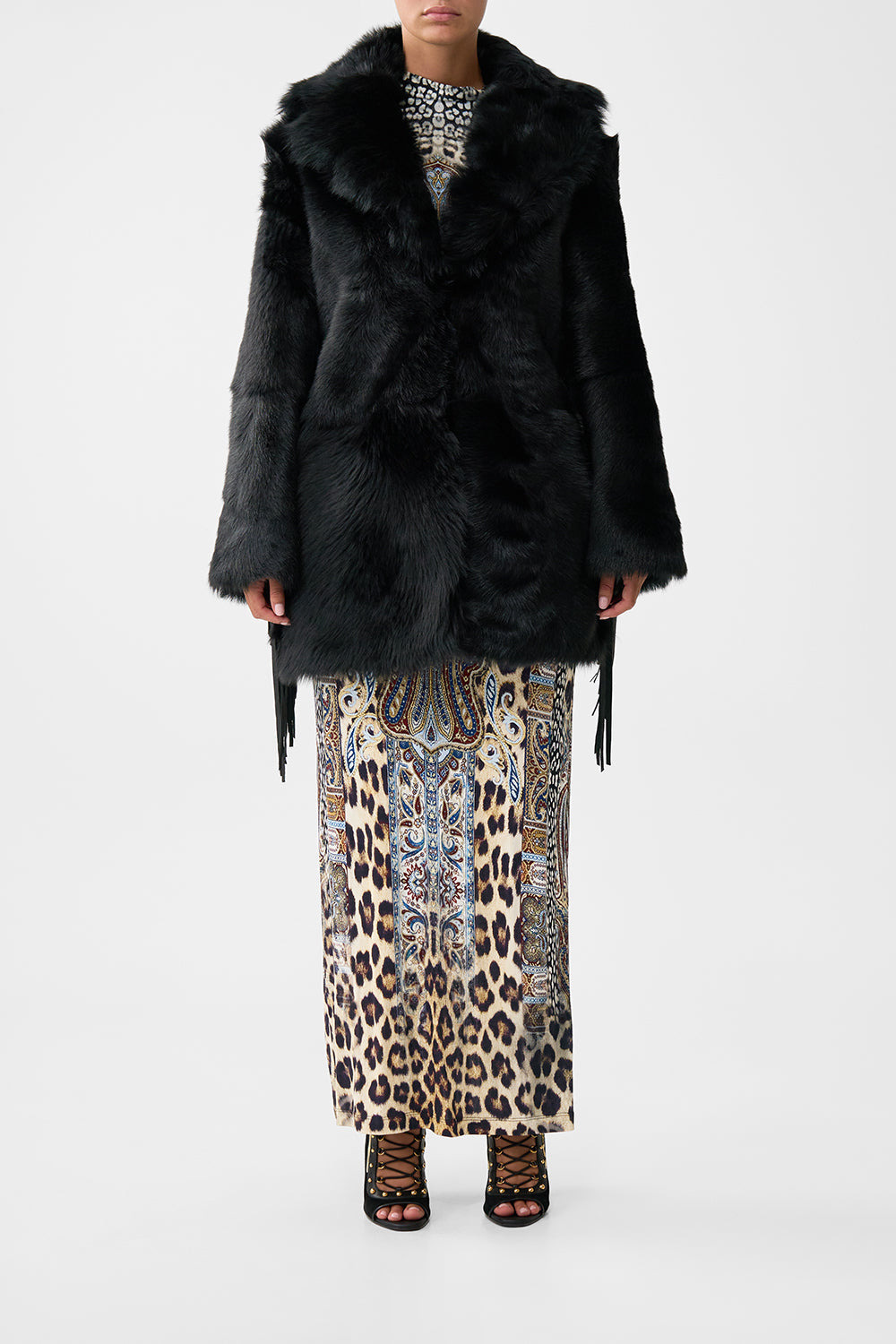 SHEARLING COAT WITH REMOVABLE FRINGING - 8