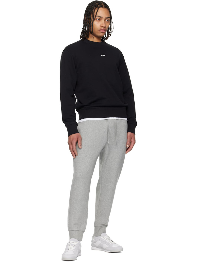 BOSS Gray & White Satin Low Sneakers outlook