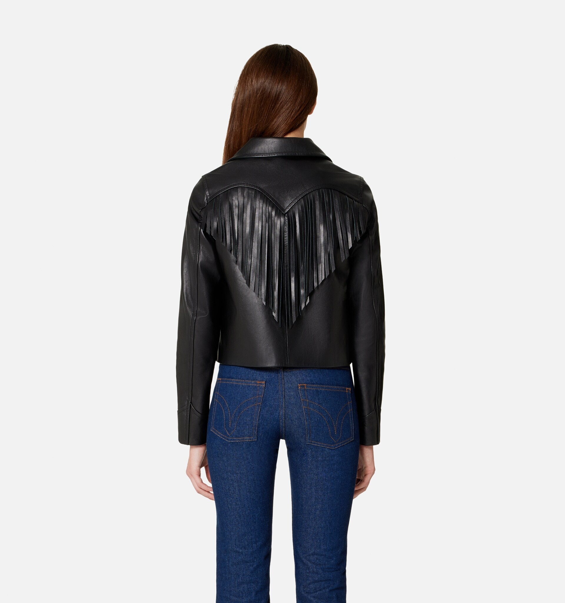 Leather Buttoned Jacket With Fringes - 6