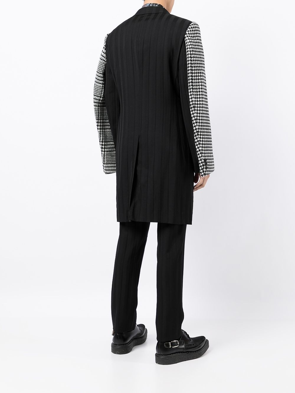 houndstooth-panel pleated coat - 4