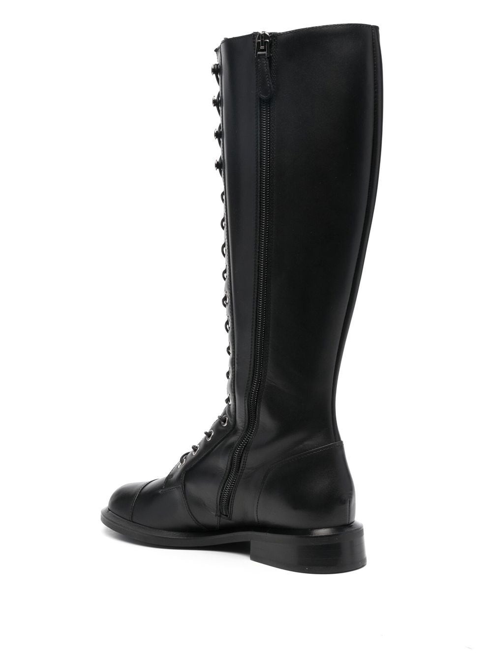 knee-high leather lace-up boots - 3