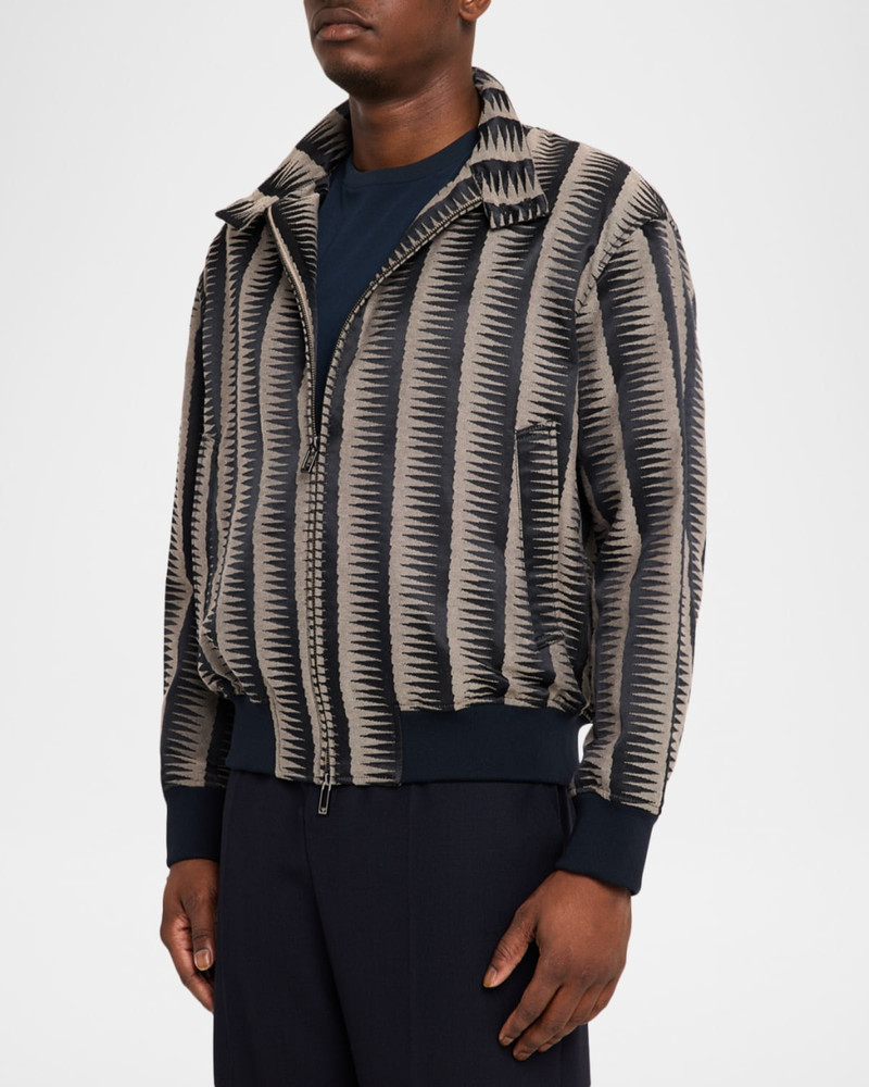 Men's Stripe Jagged-Edge Bomber Jacket 4