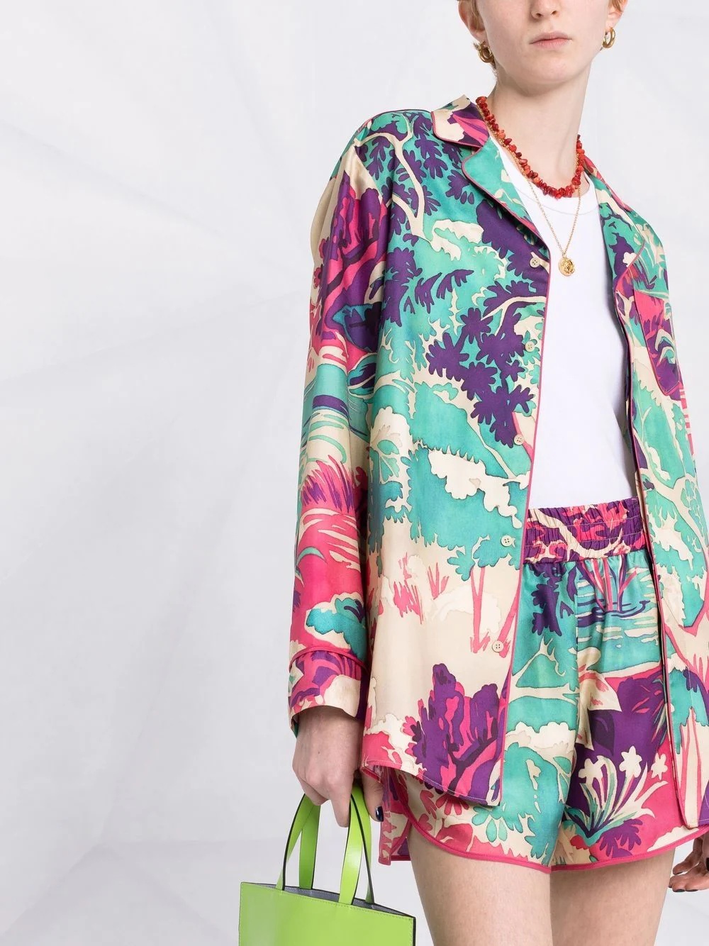 abstract-print pyjama-style silk shirt - 5