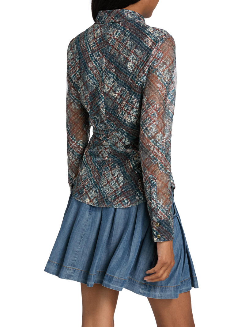 Women's Plaid Hamilton Gathered Button-Front Shirt - Amber Multi 5