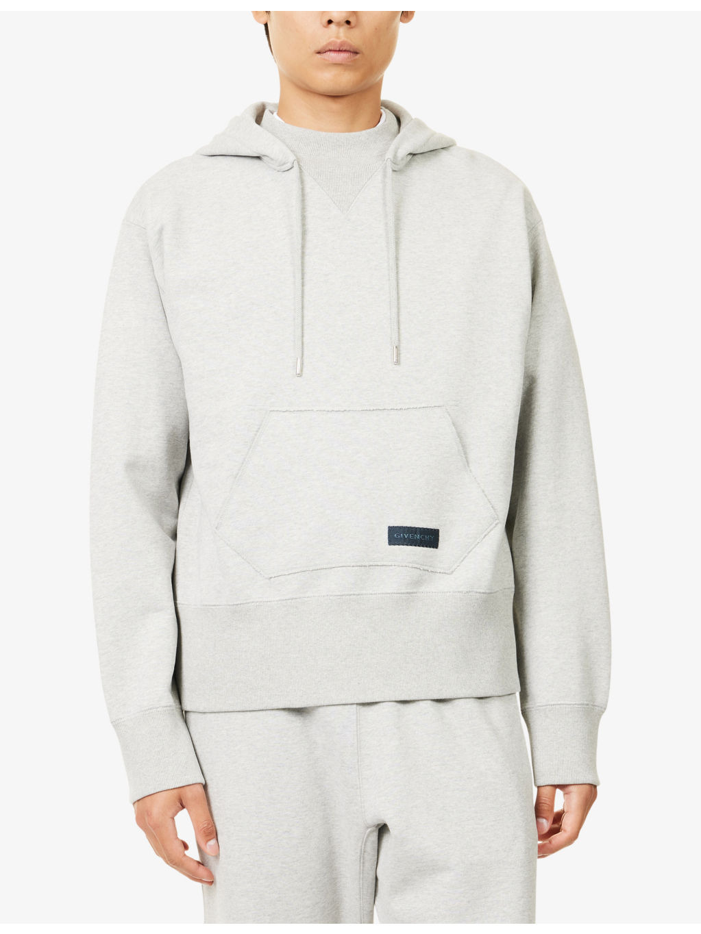 Double-Collar Logo-Patch Cotton-Jersey Hoody - 3