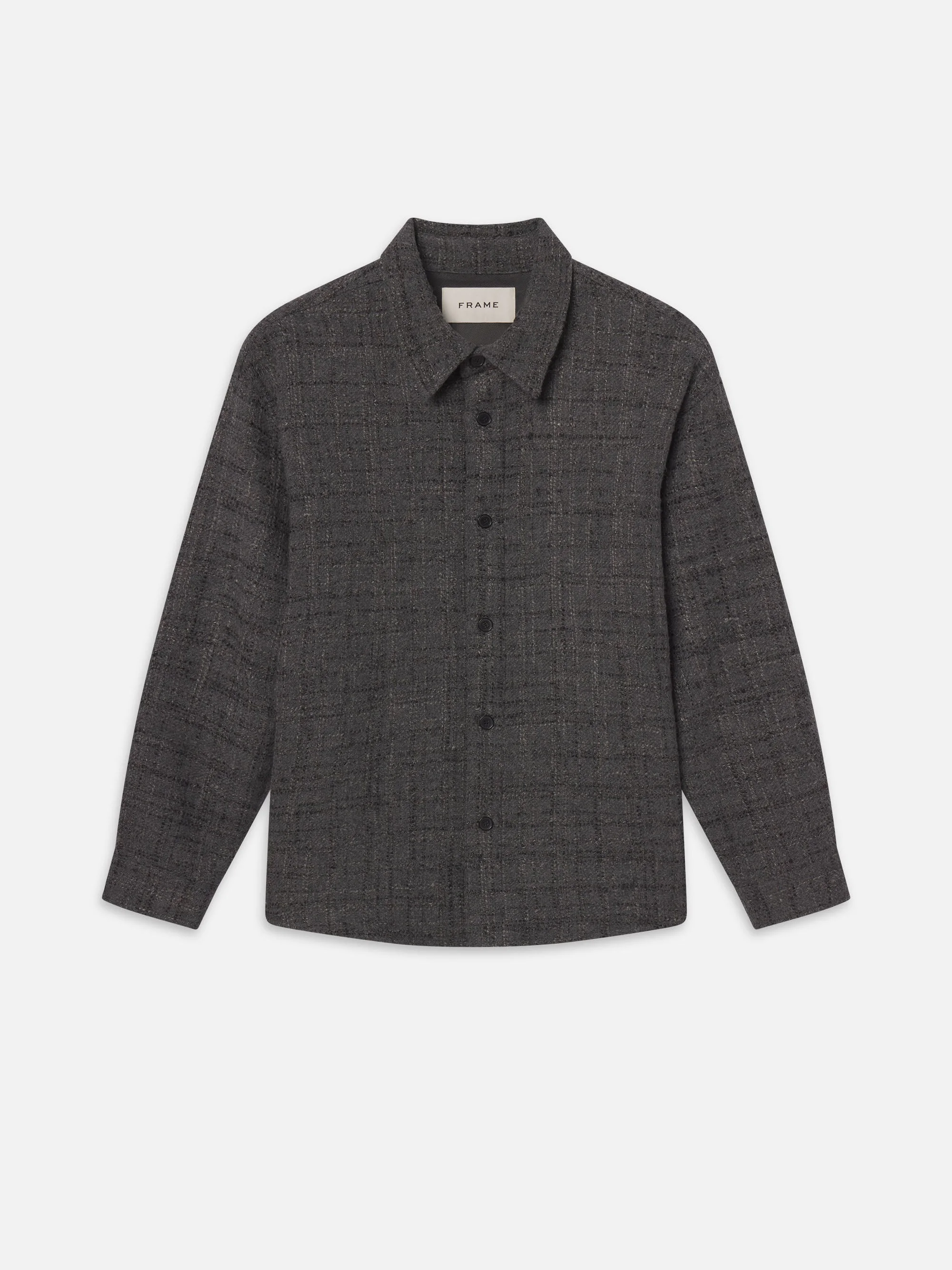 Tweed Overshirt in Grey Melange - 1