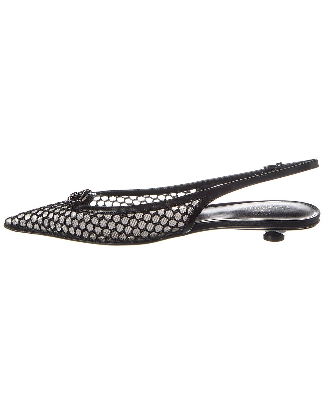 Valentino VLogo Mesh & Leather Slingback - 2