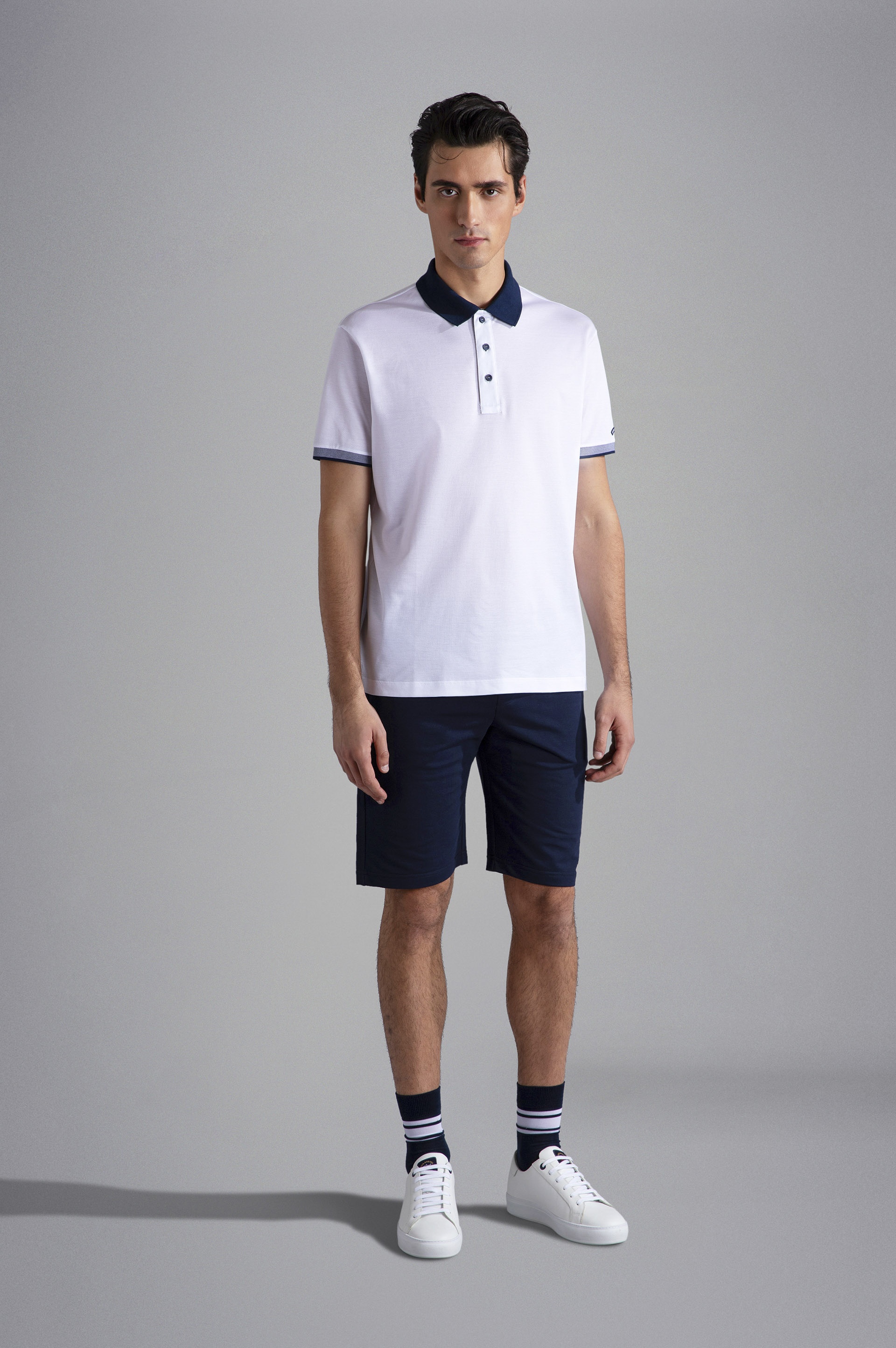 COTTON BERMUDA SHORTS WITH TRICOLOUR DETAILS - 2