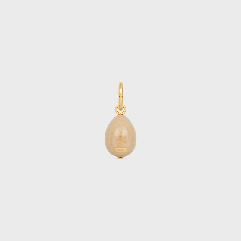 Celine Charms Stone Egg in Botticino and Brass with Gold Finish 3