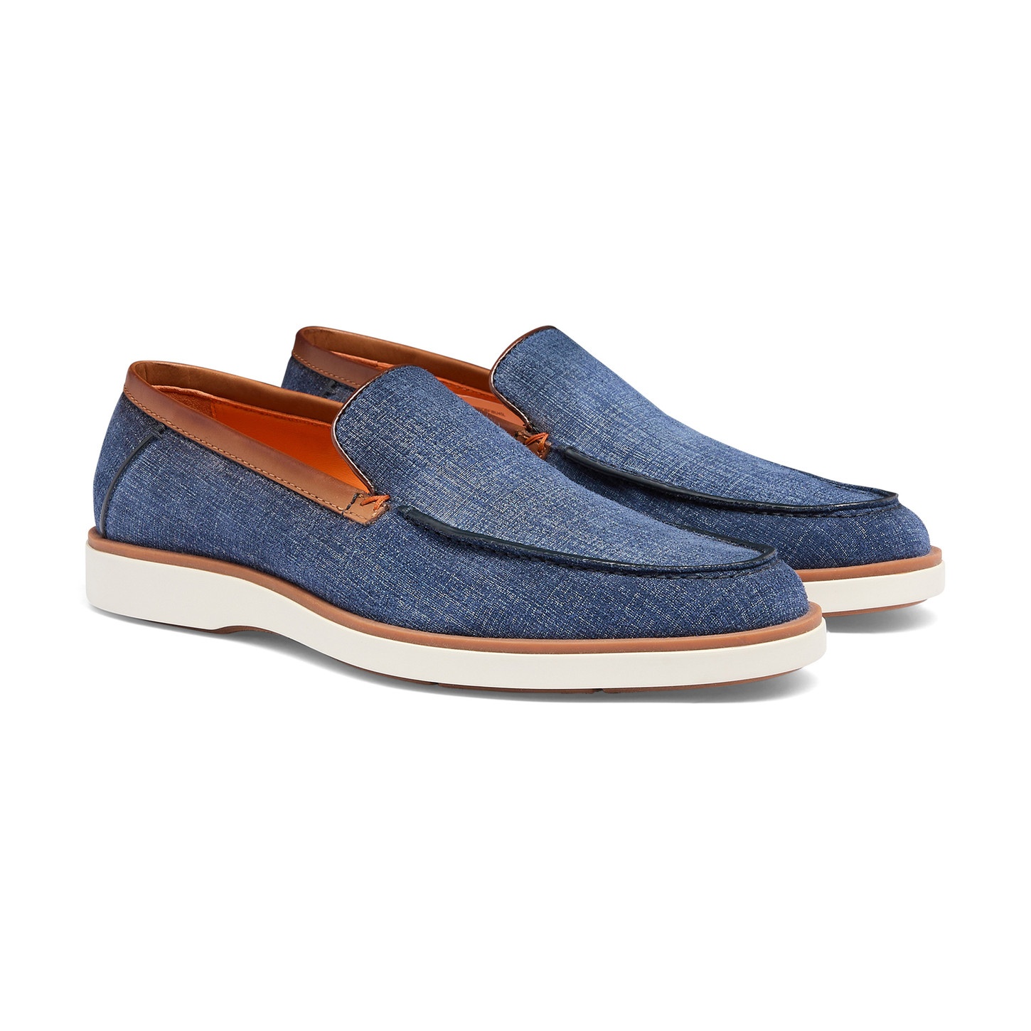 Men's light blue and brown suede and leather loafer - 3