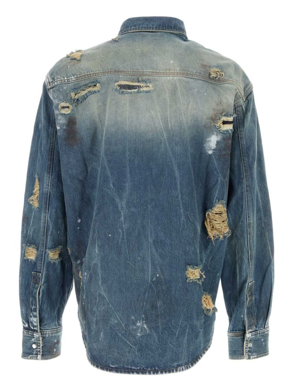 distressed denim shirt - 2