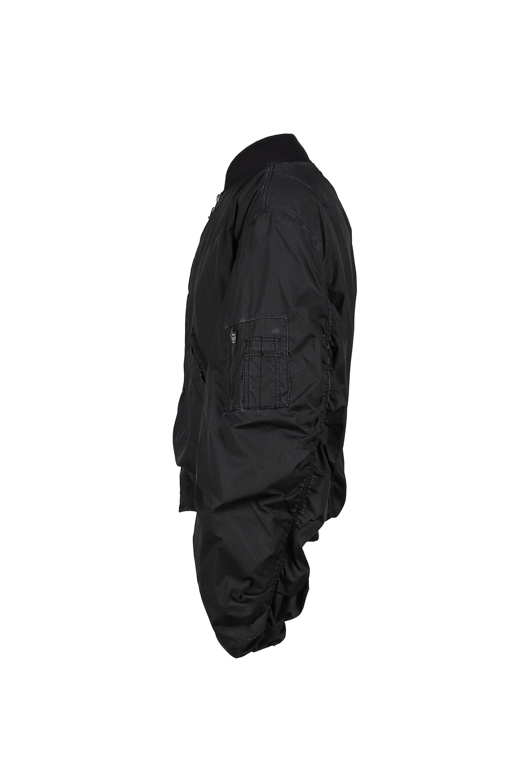 BLACK WASHED NYLON BOMBER / BLK - 3