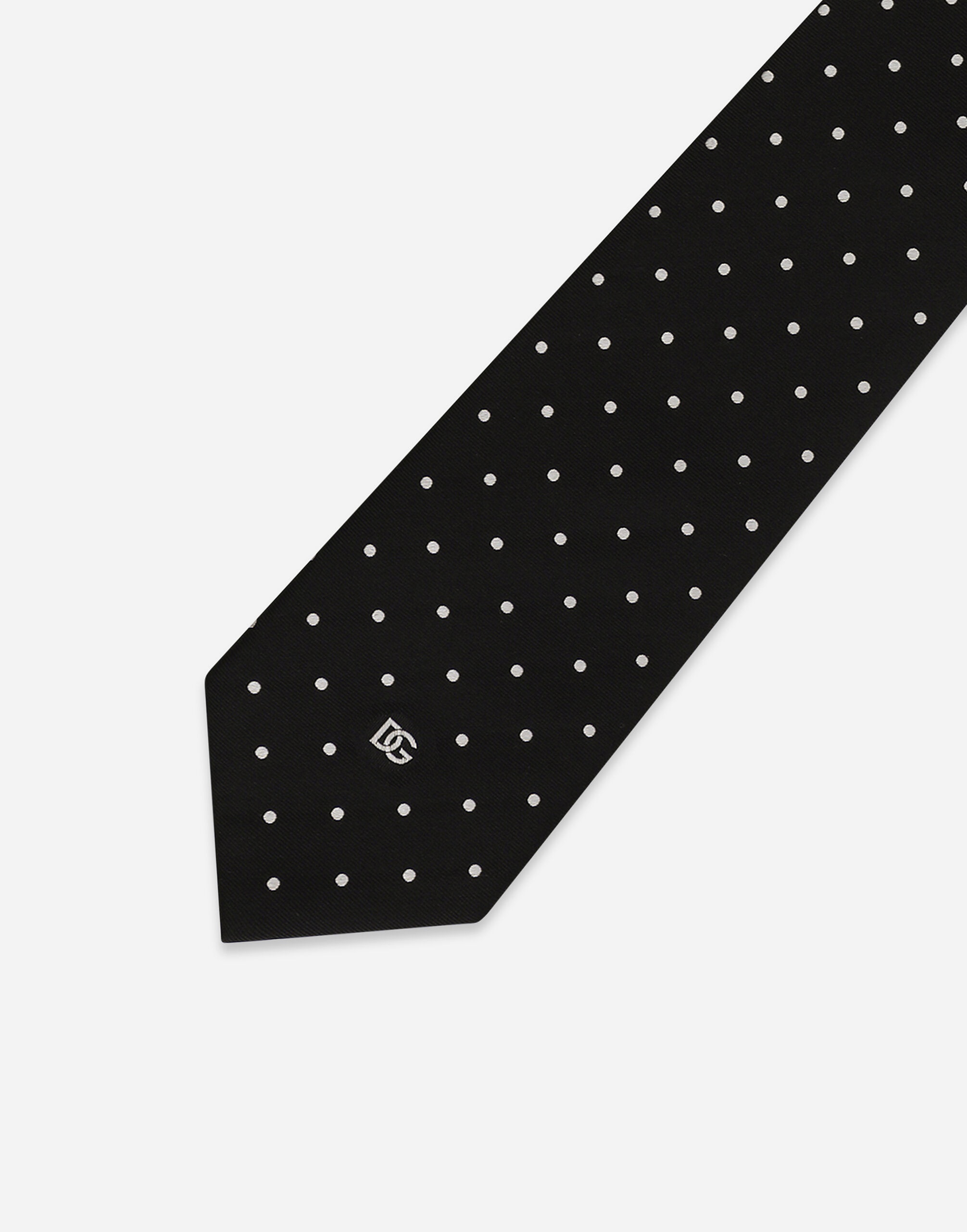 8-cm silk jacquard blade tie with DG logo - 3