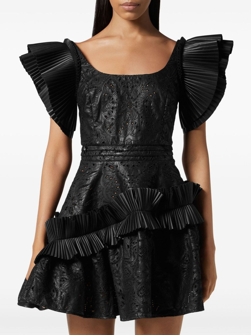 PHILIPP PLEIN ruffled faux-leather minidress outlook