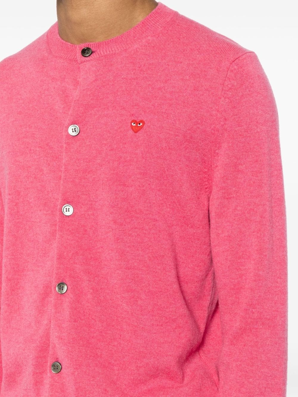 heart-patch wool cardigan - 6