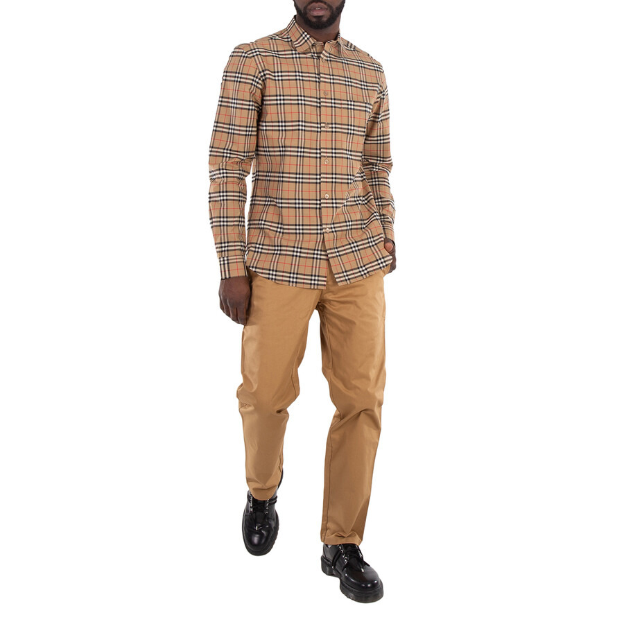 Burberry Men's Small Scale Check Stretch Cotton Long-sleeve Shirt - 4