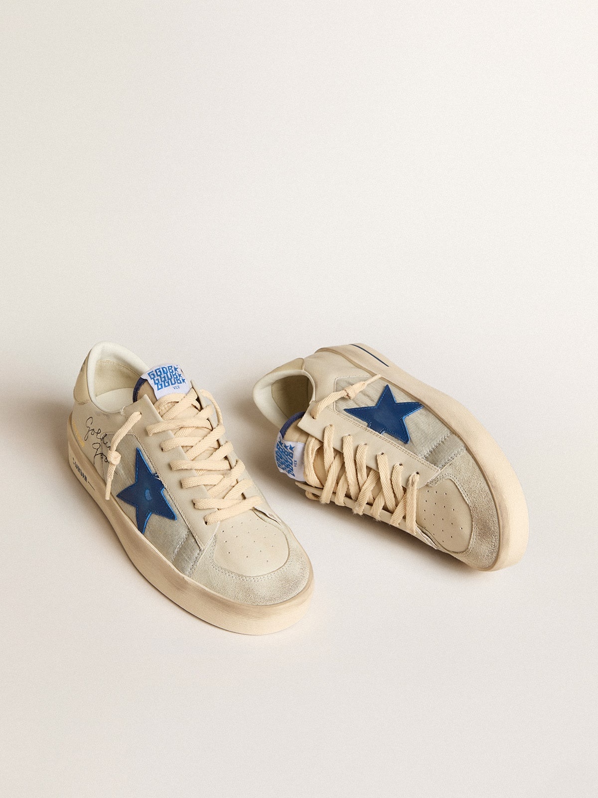 Stardan in nylon with blue leather star and ivory leather heel tab - 2