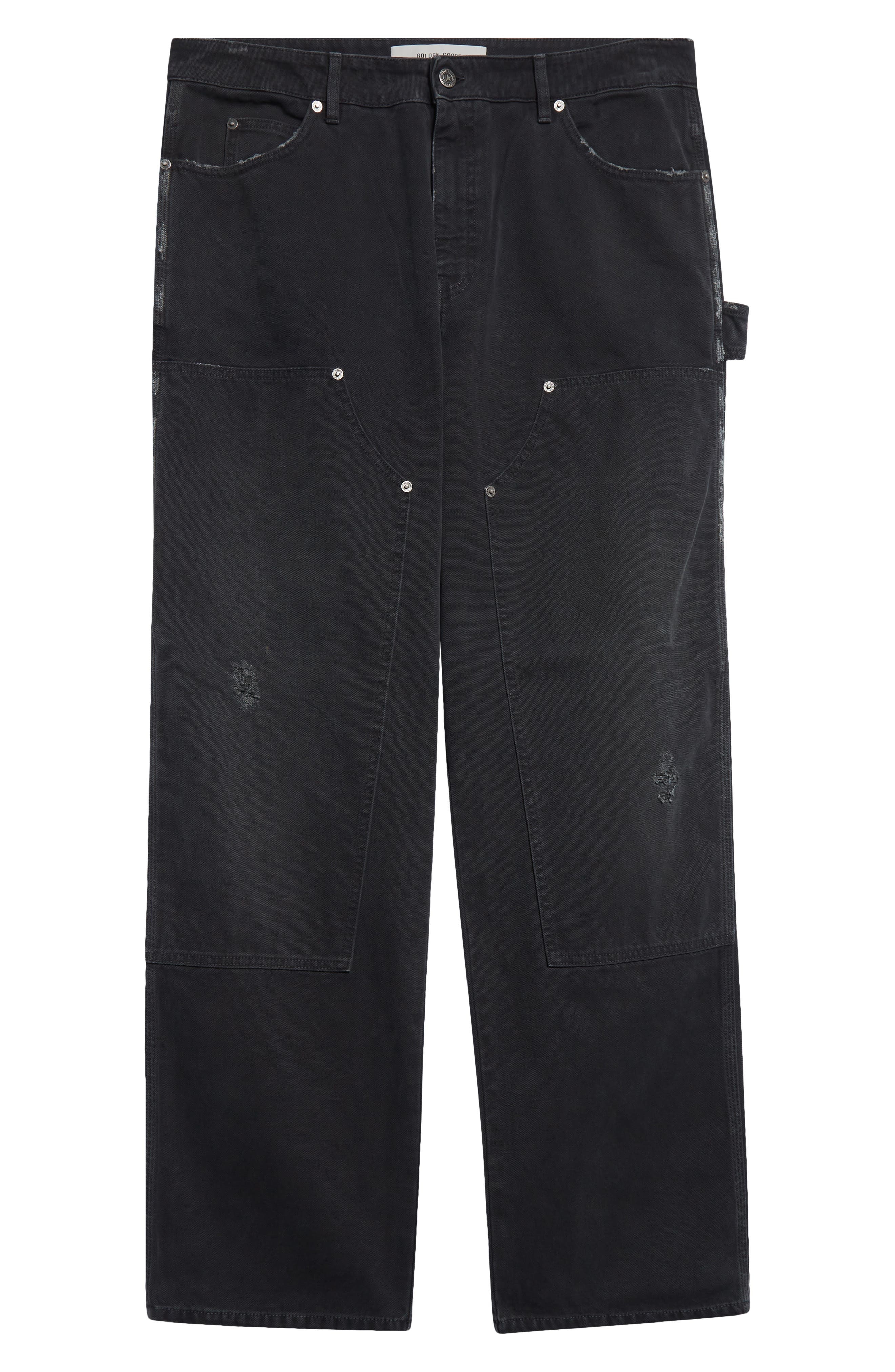 Golden Goose Journey Distressed Cotton Painter Pants in Black at Nordstrom - 5