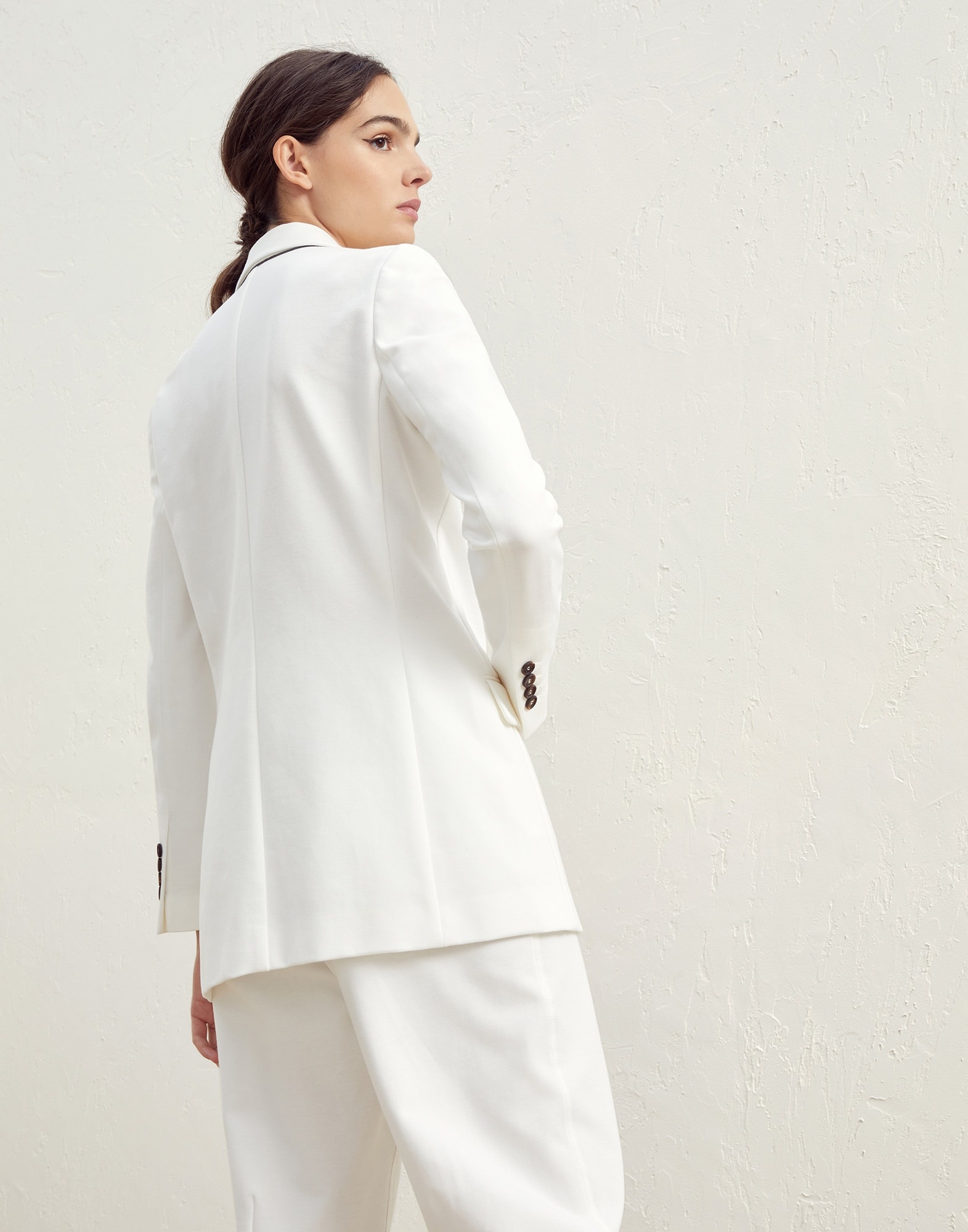 Stretch cotton couture interlock blazer with monili - 2